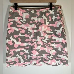 Golftini Incognito pink gray camoflague golf poplin skirt sz 6L(long) athleisure